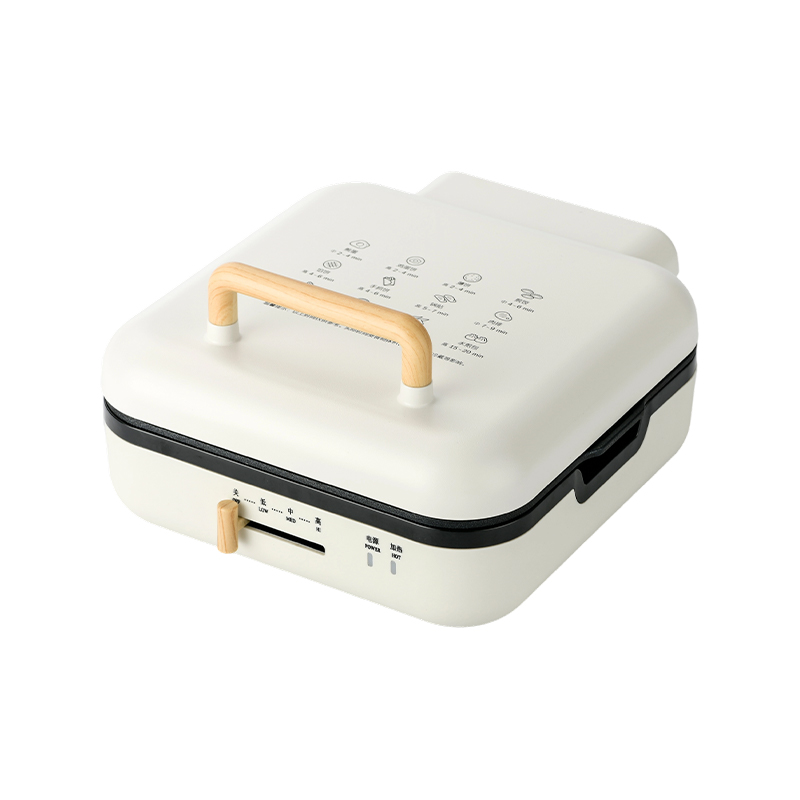 BJX-S017 24x24cm Grill Pan with Grill (Temperature Control + Wood Grain Handle)